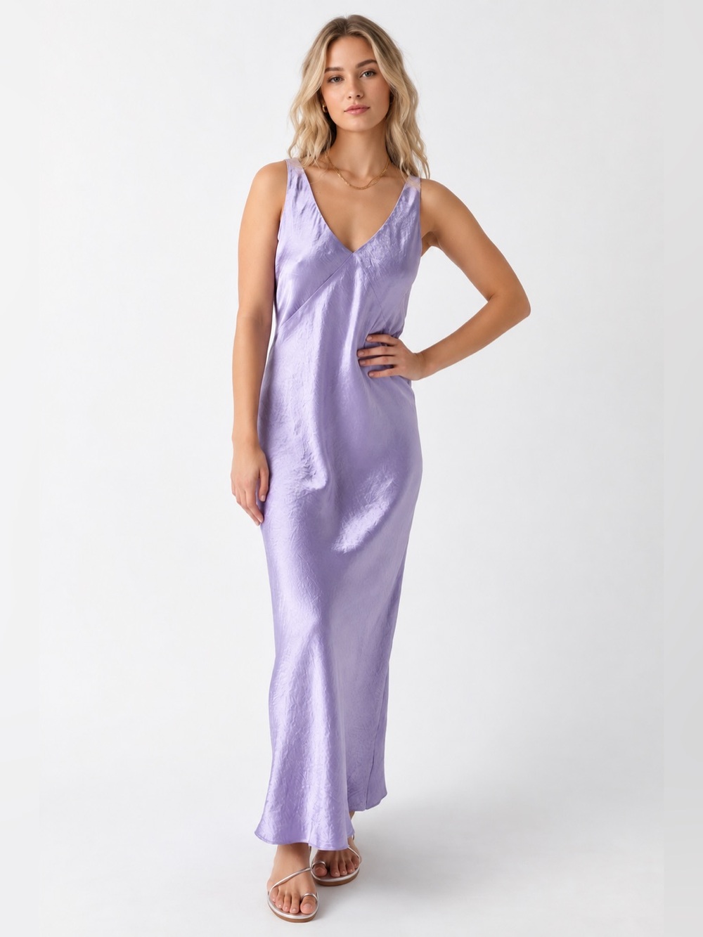 Vince Maxi Satin V-Neck Maxi Slip Dress Pastel Lilac in L NWT Elegant Bias Cut
